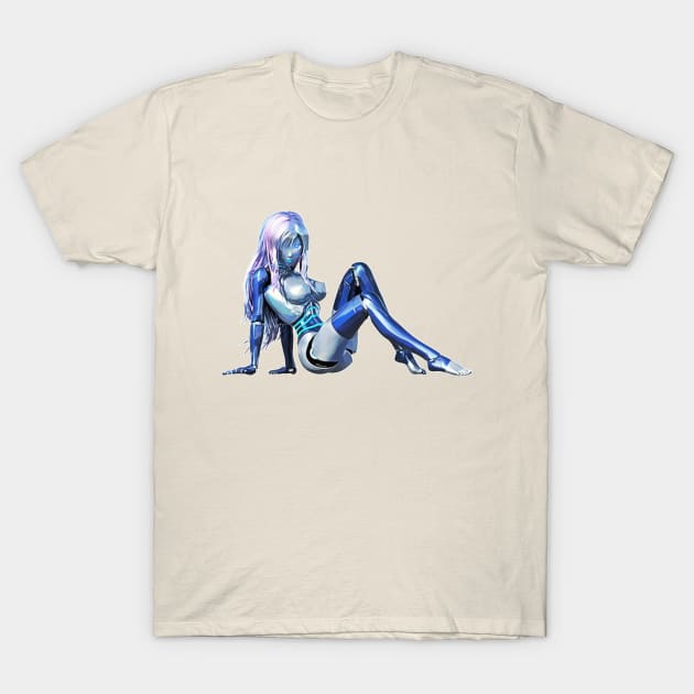 Blue Bot Pinup T-Shirt by ChrisOConnell